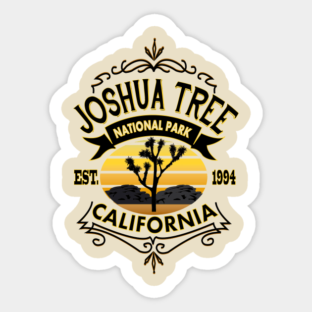 Joshua Tree National Park California Vintage Typography Sticker by LostOnTheTrailSupplyCo